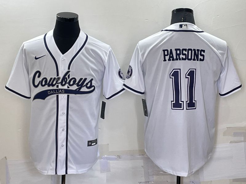 Men Dallas Cowboys #11 Parsons White Nike Co branded NFL Jersey->customized nhl jersey->Custom Jersey